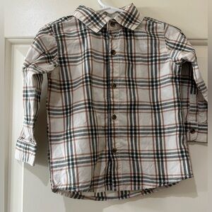 Baby Carter's White and Brown Plaid Button Down Shirt